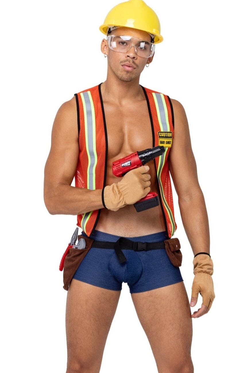 Roma Costumes 5PC Men's Construction Hard Worker in Orange  from SexyShoes.com
