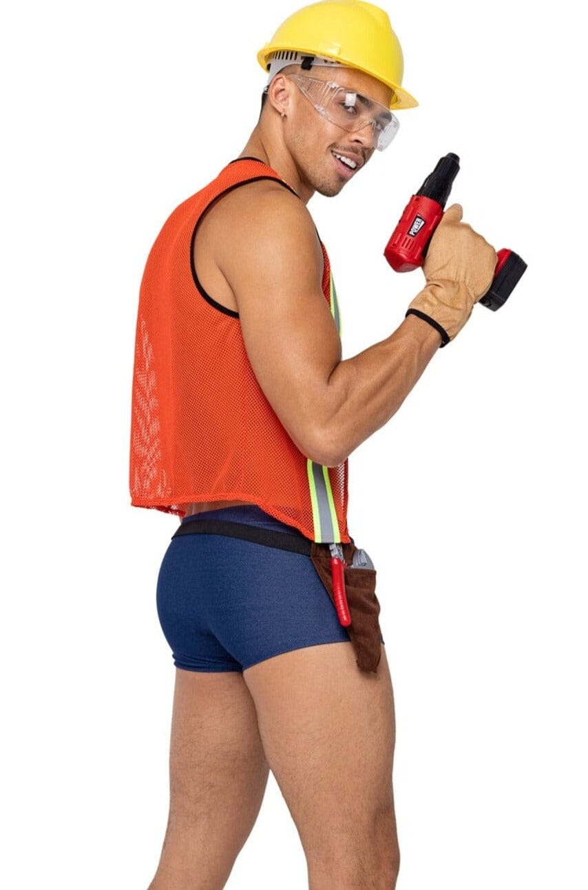 Roma Costumes 5PC Men's Construction Hard Worker in Orange 
