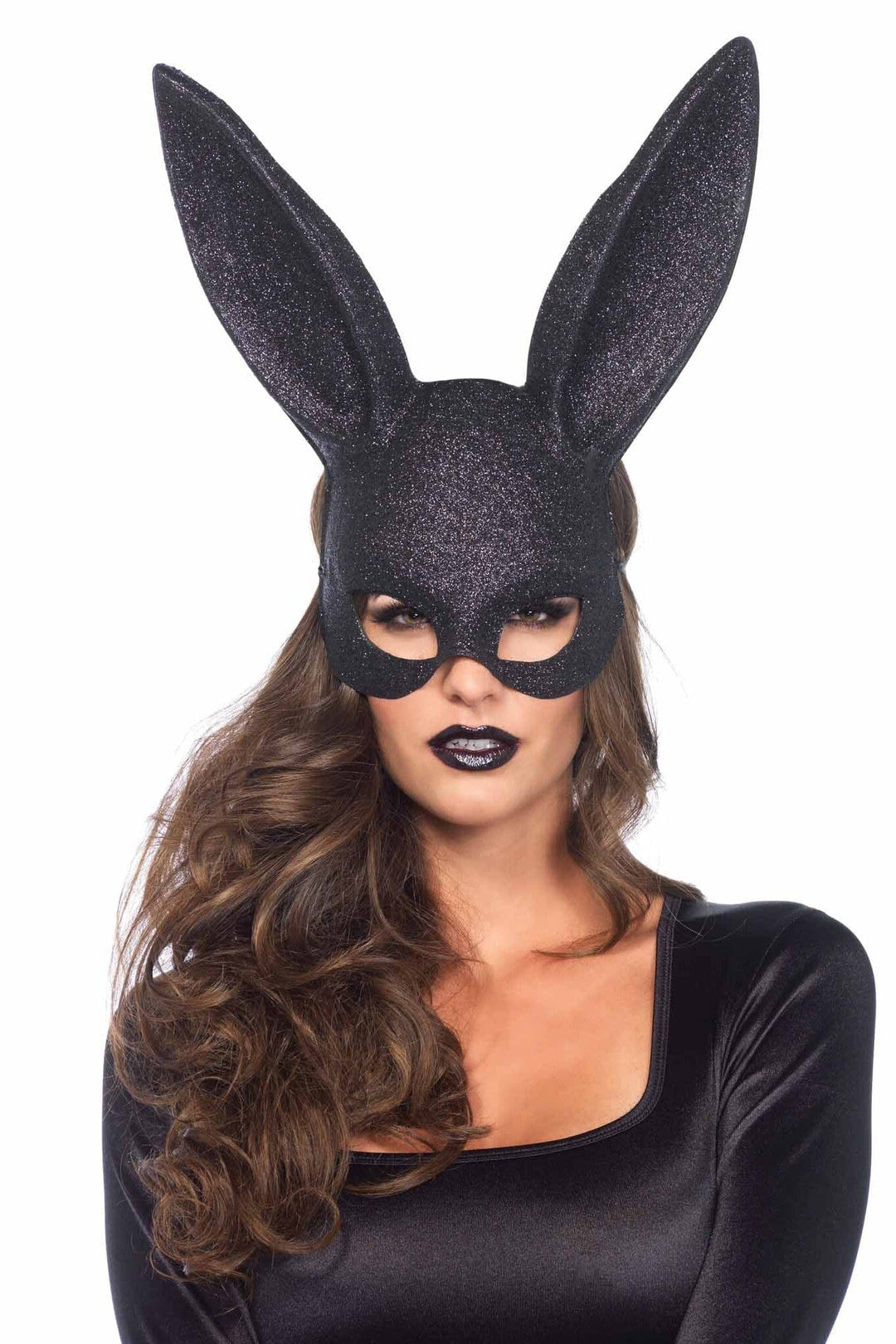 Leg Avenue 6 Piece Glitter Masquerade Rabbit Mask in Black  from SexyShoes.com