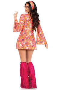 6 Piece Hippie Chick Costume Set-80&