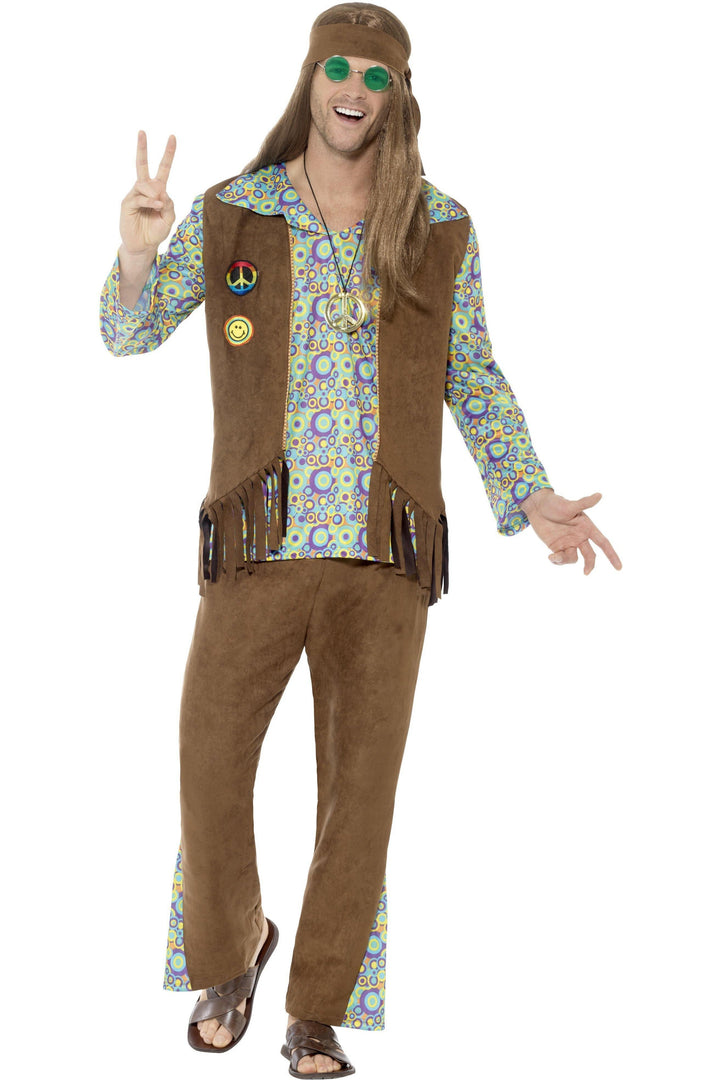 60s Hippie Costume with Trousers Top Waistcoat