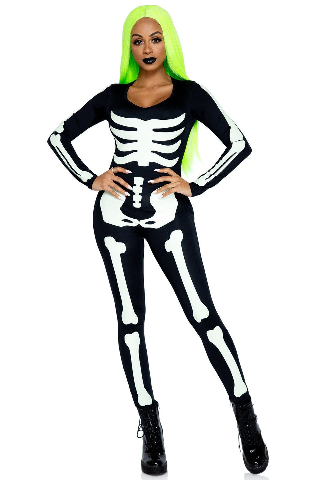 Glow In the Dark Skeleton Catsuit-Other Costumes-SEXYSHOES.COM