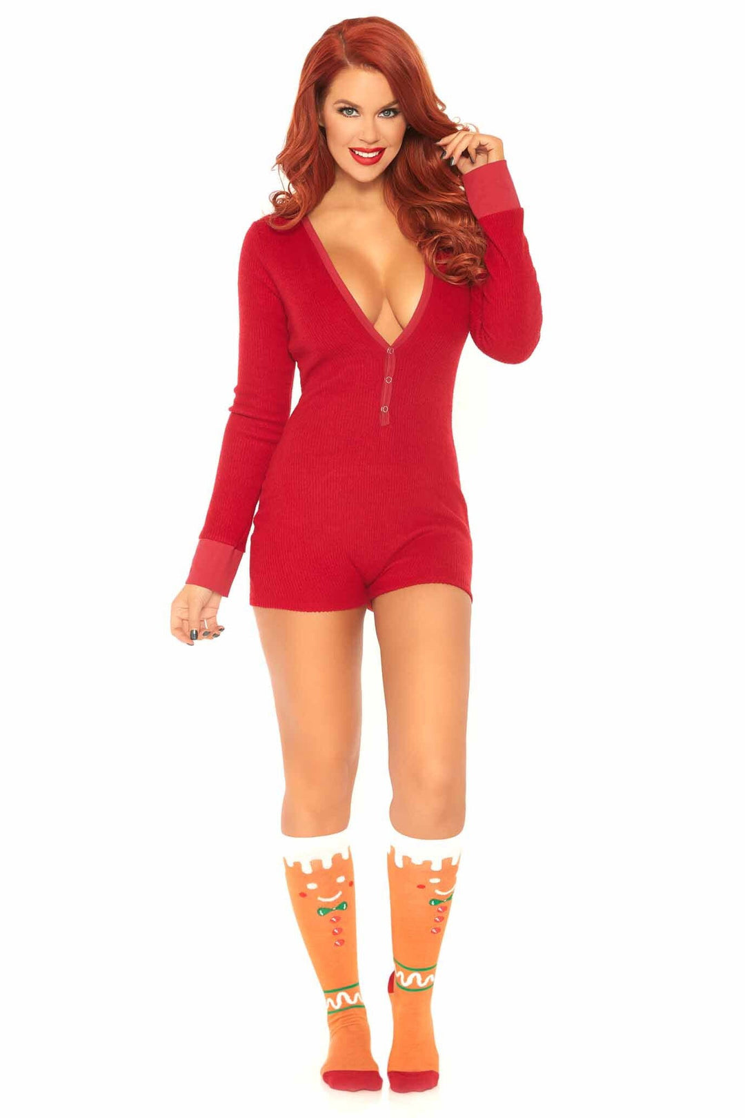 Cheeky Back Flap Long John Romper-Sleepwear-SEXYSHOES.COM