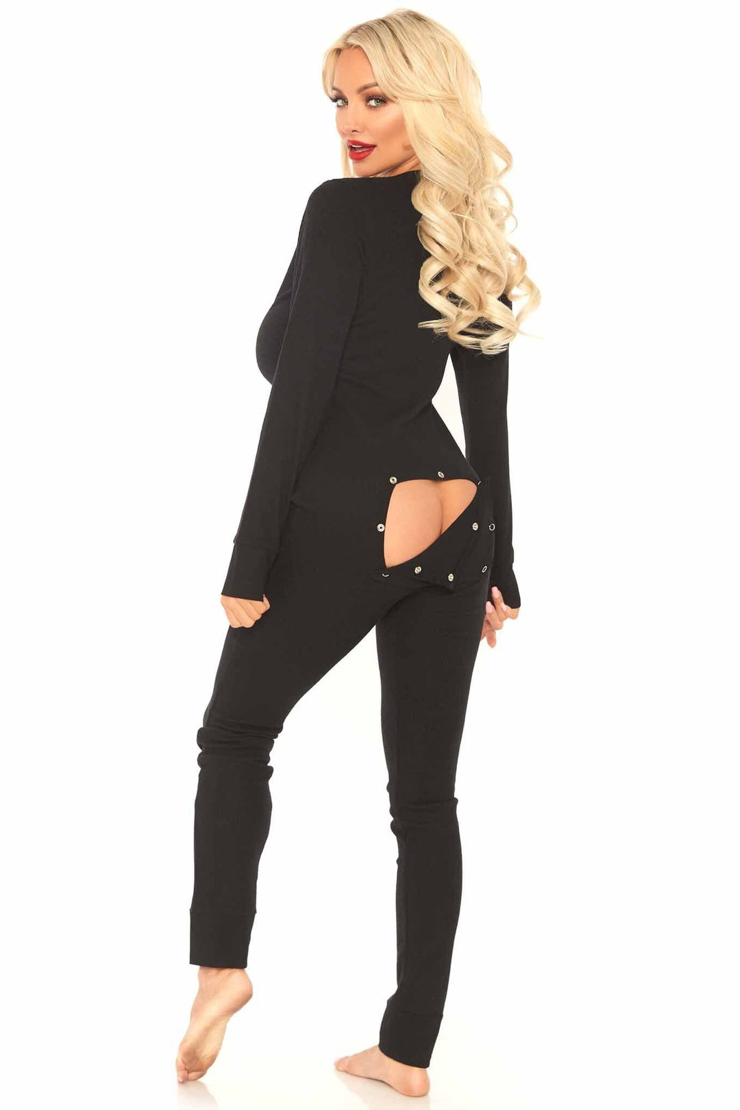 Cozy Ribbed Long John Pajama-Sleepwear-SEXYSHOES.COM