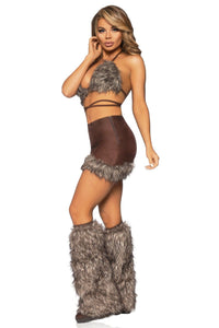Leg Avenue 3 Piece Cave Babe in Brown  from SexyShoes.com