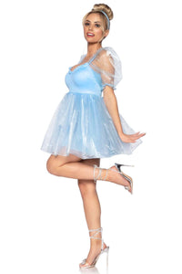 Leg Avenue Babydoll Dress w/ Ruffled Sweetheart Neckline in Blue 