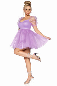 Leg Avenue Babydoll Dress W/Ruffled Sweetheart Neckline in Purple 