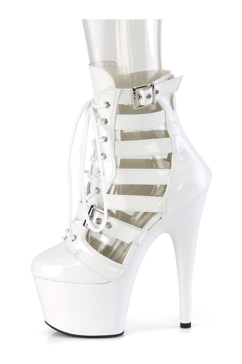 Pleaser ADORE-1013MST White Patent Ankle Boot in White Patent