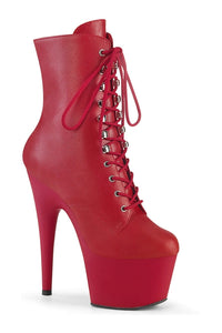 Pleaser ADORE-1020 Red Faux Leather Ankle Boot in Red Faux Leather from SexyShoes.com