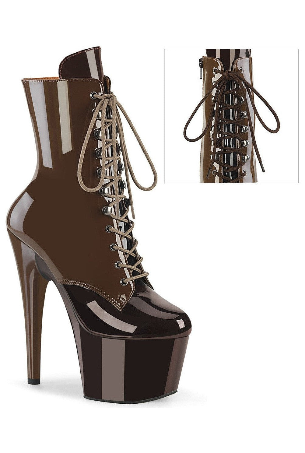 ADORE-1020DC Brown Patent Ankle Boot