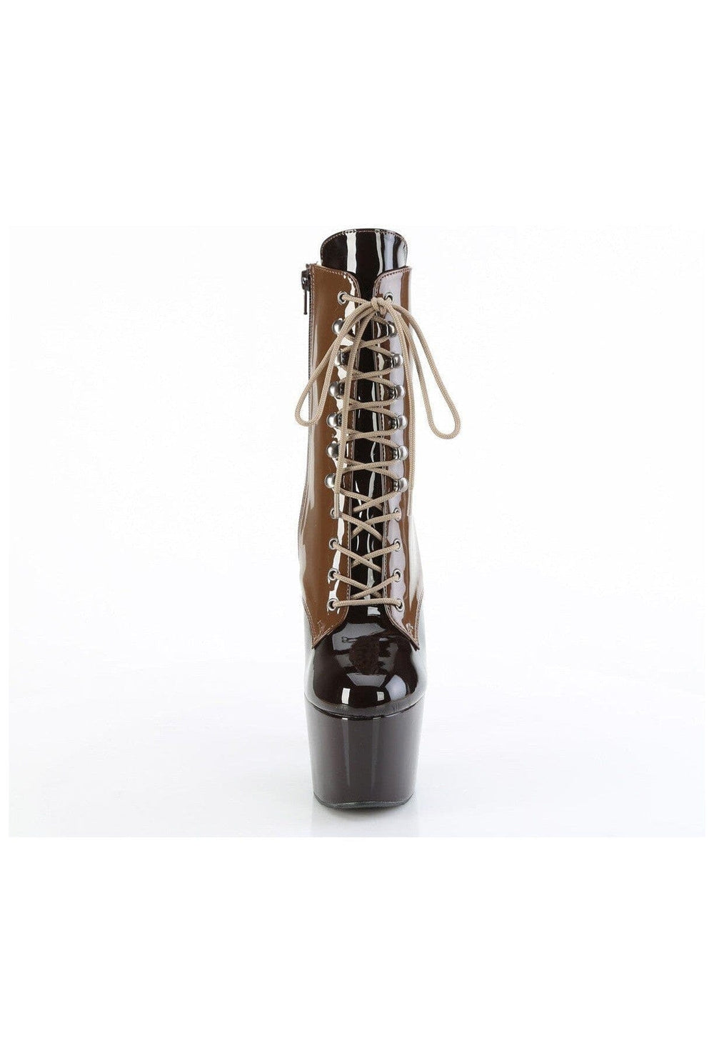 Pleaser ADORE-1020DC Brown Patent Ankle Boot in Brown Patent