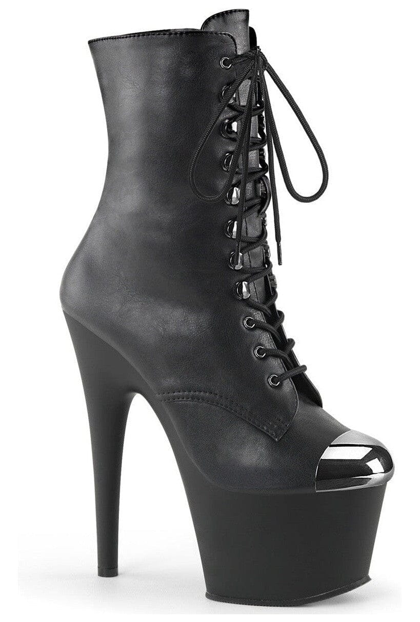 Pleaser ADORE-1020ESC Black Faux Leather Ankle Boot in Black Faux Leather from SexyShoes.com