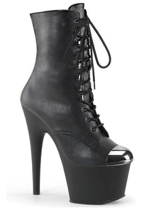 Pleaser ADORE-1020ESC Black Faux Leather Ankle Boot in Black Faux Leather from SexyShoes.com
