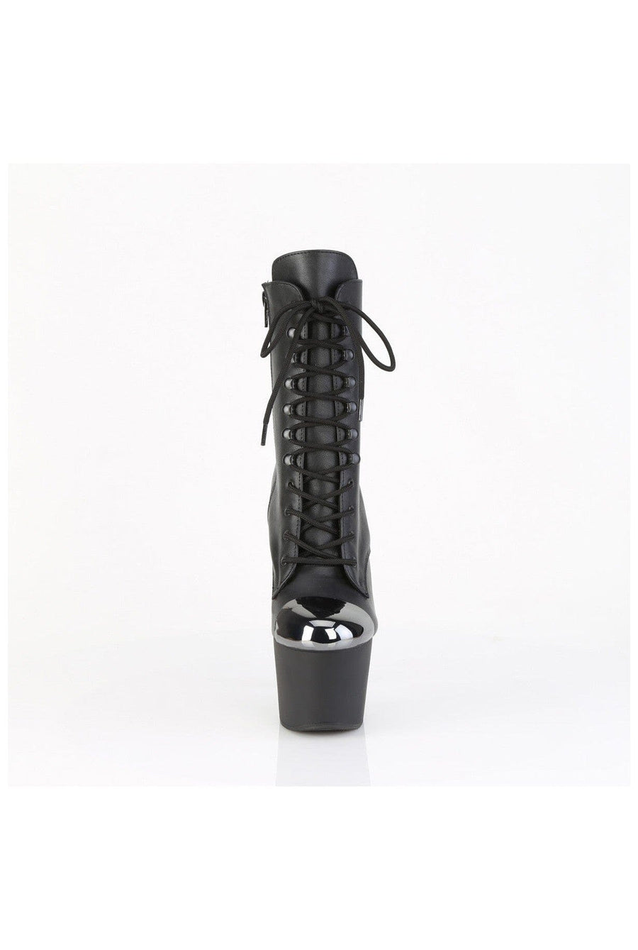 Pleaser ADORE-1020ESC Black Faux Leather Ankle Boot in Black Faux Leather