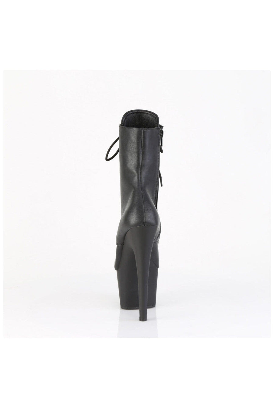 Pleaser ADORE-1020ESC Black Faux Leather Ankle Boot in Black Faux Leather