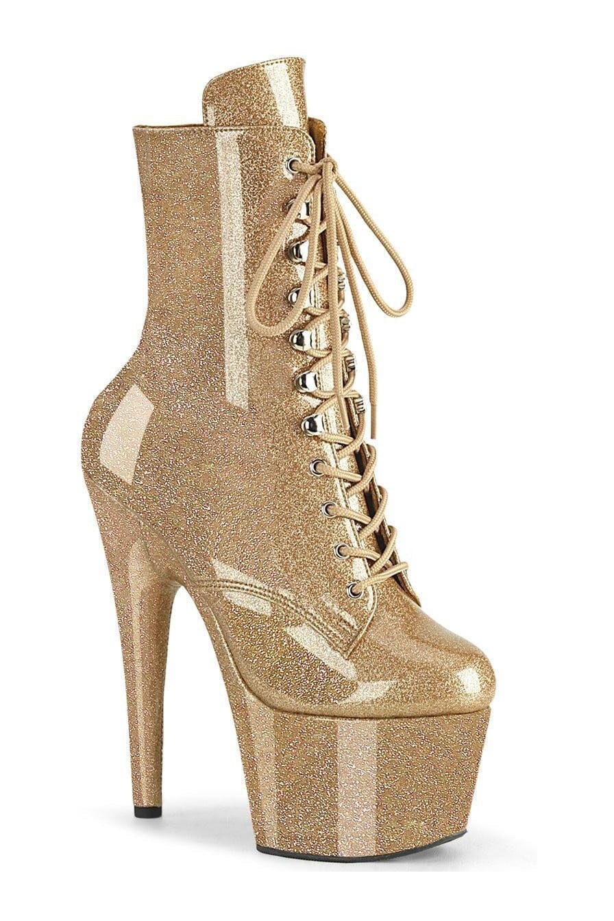 ADORE-1020GP Gold Glitter Patent Ankle Boot