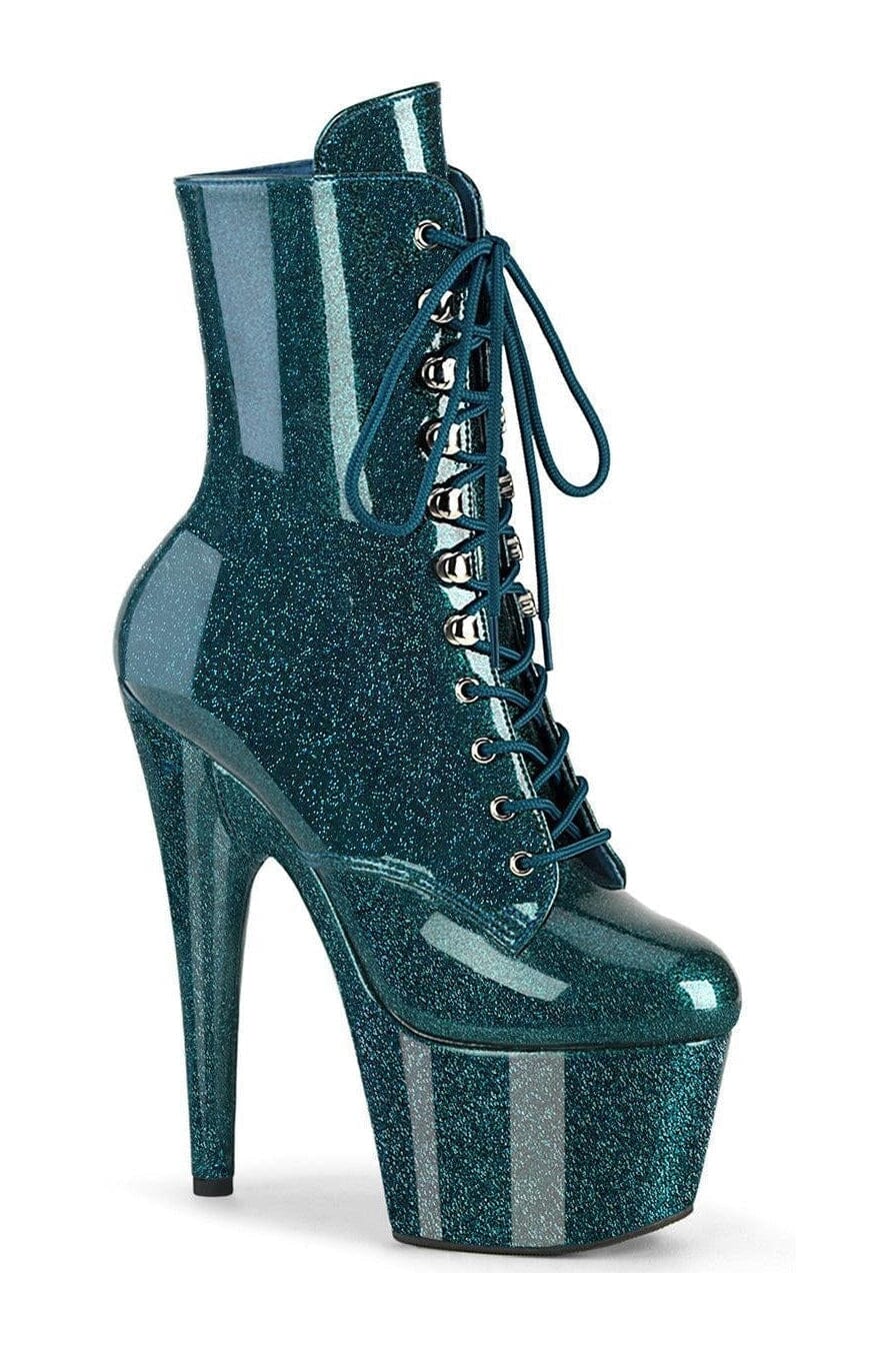Pleaser ADORE-1020GP Green Glitter Patent Ankle Boot in Green Glitter Patent from SexyShoes.com