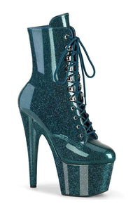 Pleaser ADORE-1020GP Green Glitter Patent Ankle Boot in Green Glitter Patent from SexyShoes.com