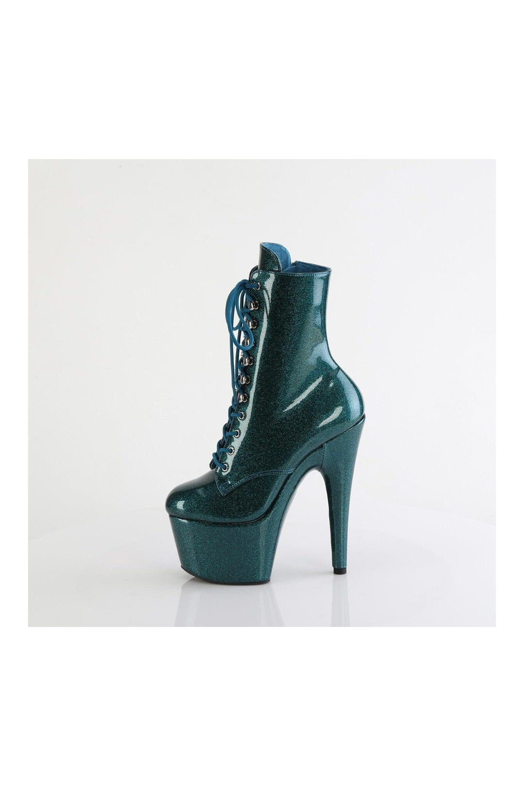 Pleaser ADORE-1020GP Green Glitter Patent Ankle Boot in Green Glitter Patent