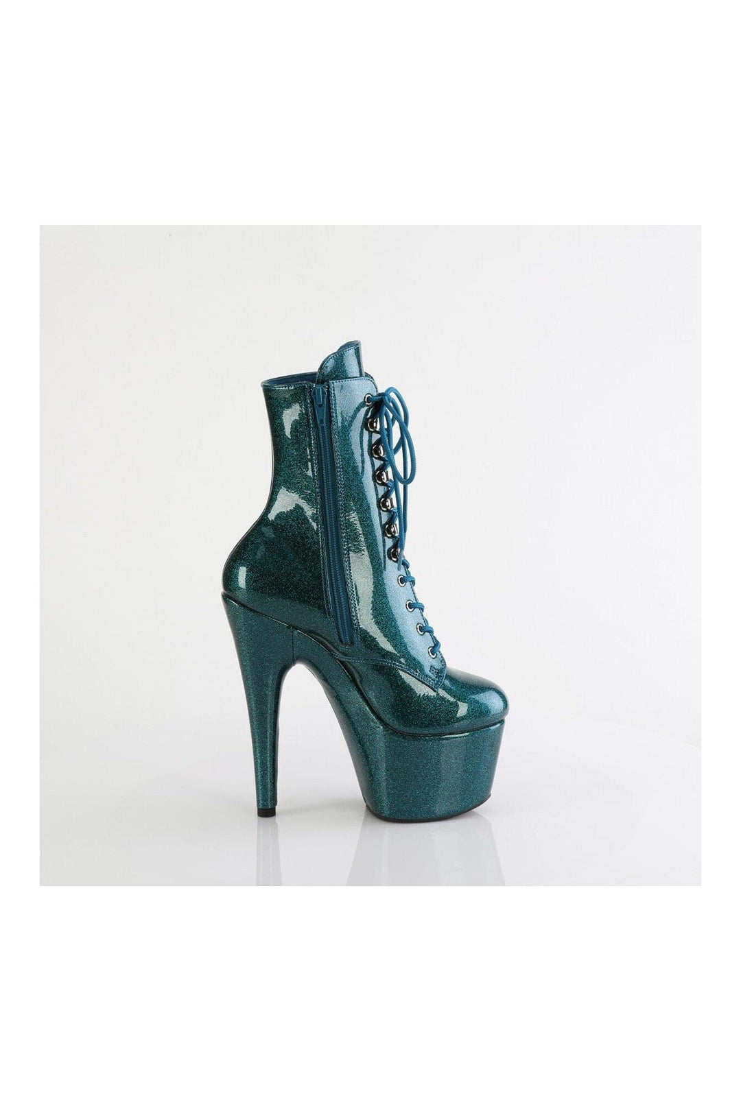 Pleaser ADORE-1020GP Green Glitter Patent Ankle Boot in Green Glitter Patent