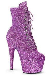 Pleaser ADORE-1020GWR Purple Glitter Ankle Boot in Purple Glitter from SexyShoes.com