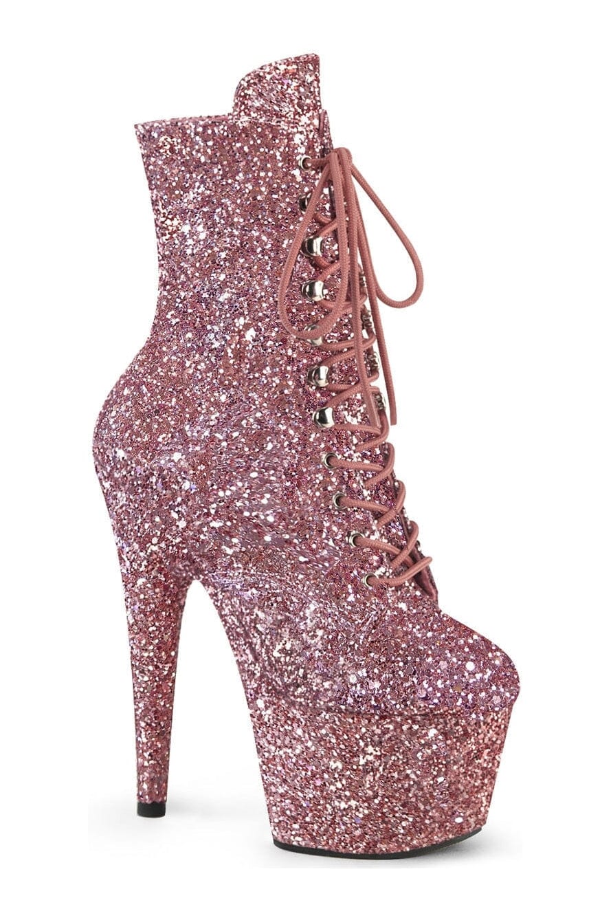 Pleaser ADORE-1020GWR Rose Gold Glitter Ankle Boot in Rose Gold Glitter from SexyShoes.com