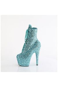 Pleaser ADORE-1020GWR Turquoise Glitter Ankle Boot in Turquoise Glitter