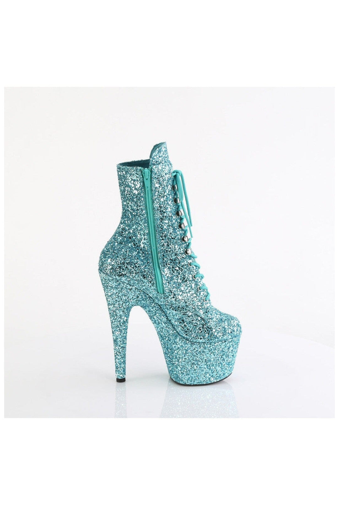 Pleaser ADORE-1020GWR Turquoise Glitter Ankle Boot in Turquoise Glitter
