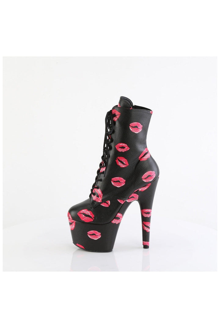ADORE-1020KISSES Black Faux Leather Ankle Boot