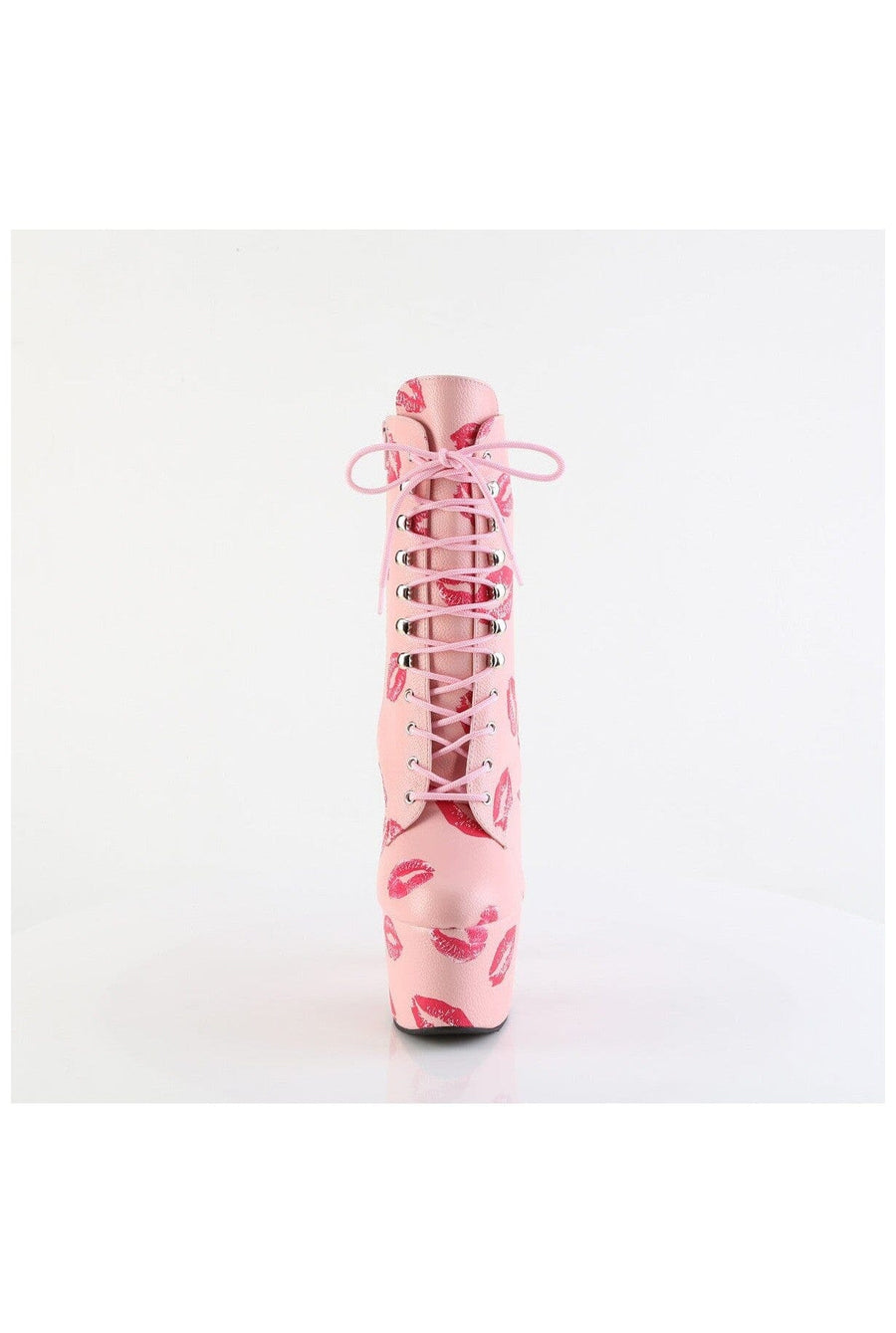Pleaser ADORE-1020KISSES Pink Faux Leather Ankle Boot in Pink Faux Leather