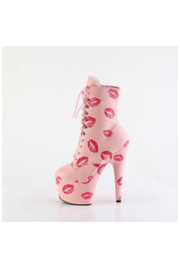 Pleaser ADORE-1020KISSES Pink Faux Leather Ankle Boot in Pink Faux Leather
