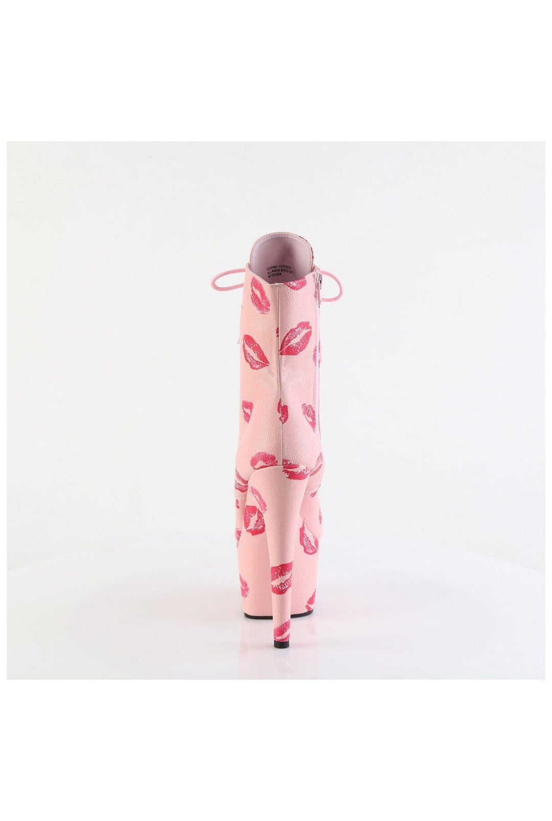 Pleaser ADORE-1020KISSES Pink Faux Leather Ankle Boot in Pink Faux Leather