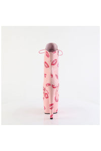 Pleaser ADORE-1020KISSES Pink Faux Leather Ankle Boot in Pink Faux Leather