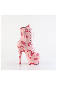 Pleaser ADORE-1020KISSES Pink Faux Leather Ankle Boot in Pink Faux Leather
