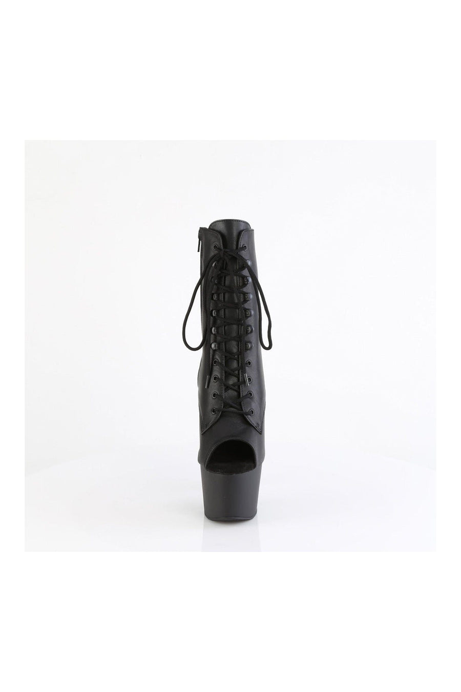 Pleaser ADORE-1021 Black Genuine Leather Ankle Boot in Black Genuine Leather