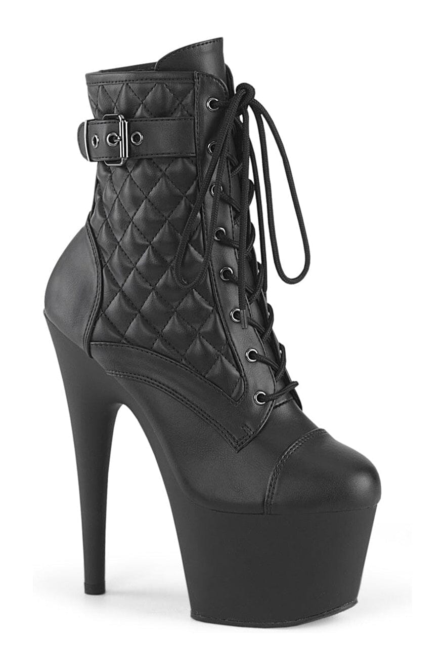 Pleaser ADORE-1033 Black Faux Leather Ankle Boot in Black Faux Leather from SexyShoes.com
