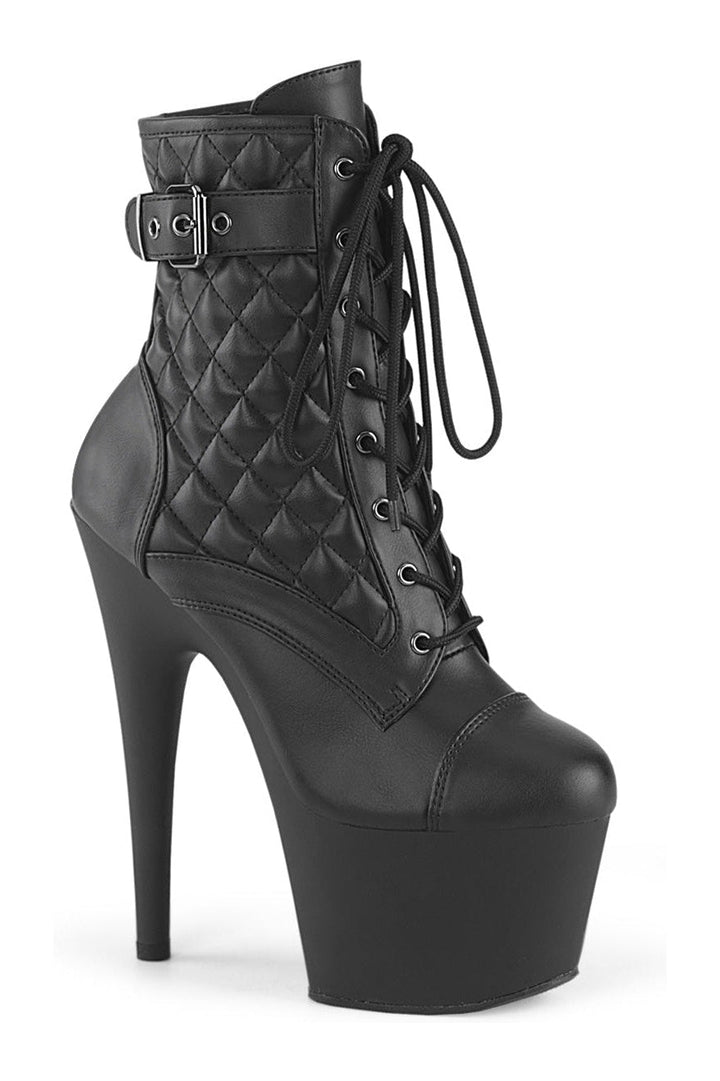 ADORE-1033 Black Faux Leather Ankle Boot