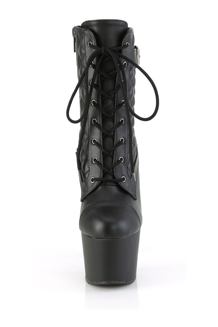 ADORE-1033 Black Faux Leather Ankle Boot
