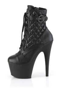 Pleaser ADORE-1033 Black Faux Leather Ankle Boot in Black Faux Leather