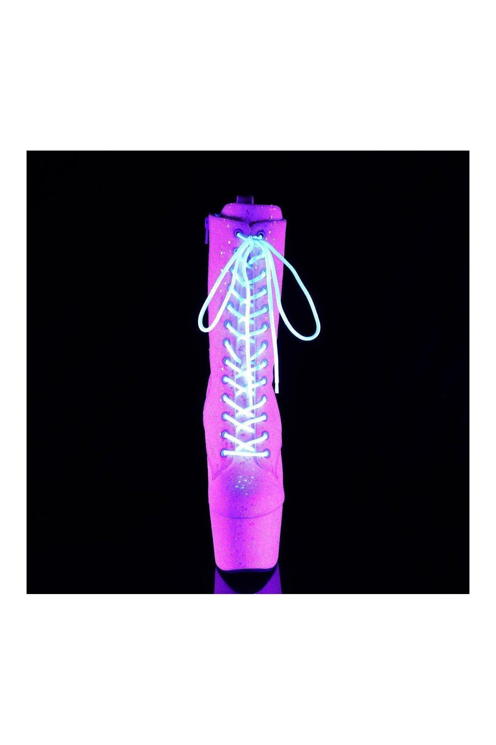 Pleaser ADORE-1040-IG Blue Glitter Patent Ankle Boot in Purple Glitter Patent