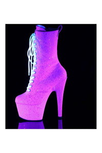Pleaser ADORE-1040-IG Blue Glitter Patent Ankle Boot in Purple Glitter Patent