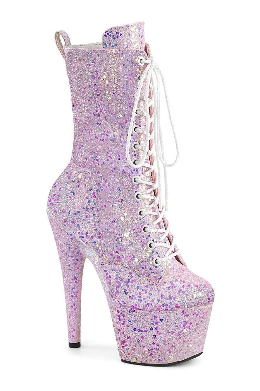 Pleaser ADORE-1040-IG Purple Glitter Patent Ankle Boot in Purple Glitter Patent from SexyShoes.com