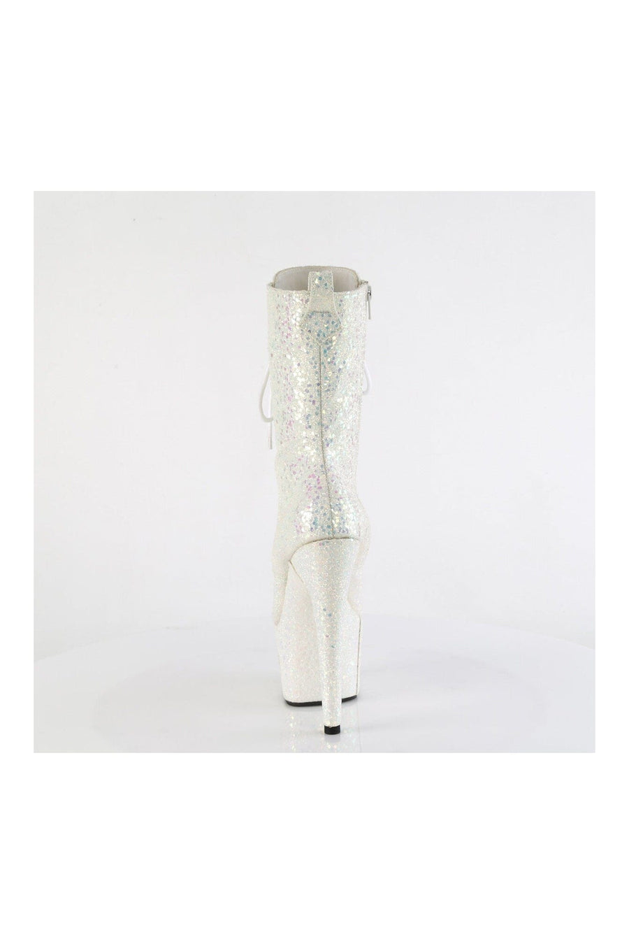 Pleaser ADORE-1040-IG White Glitter Ankle Boot in White Glitter