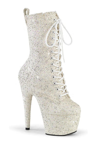 Pleaser ADORE-1040GR Ivory Glitter Ankle Boot in Ivory Glitter from SexyShoes.com