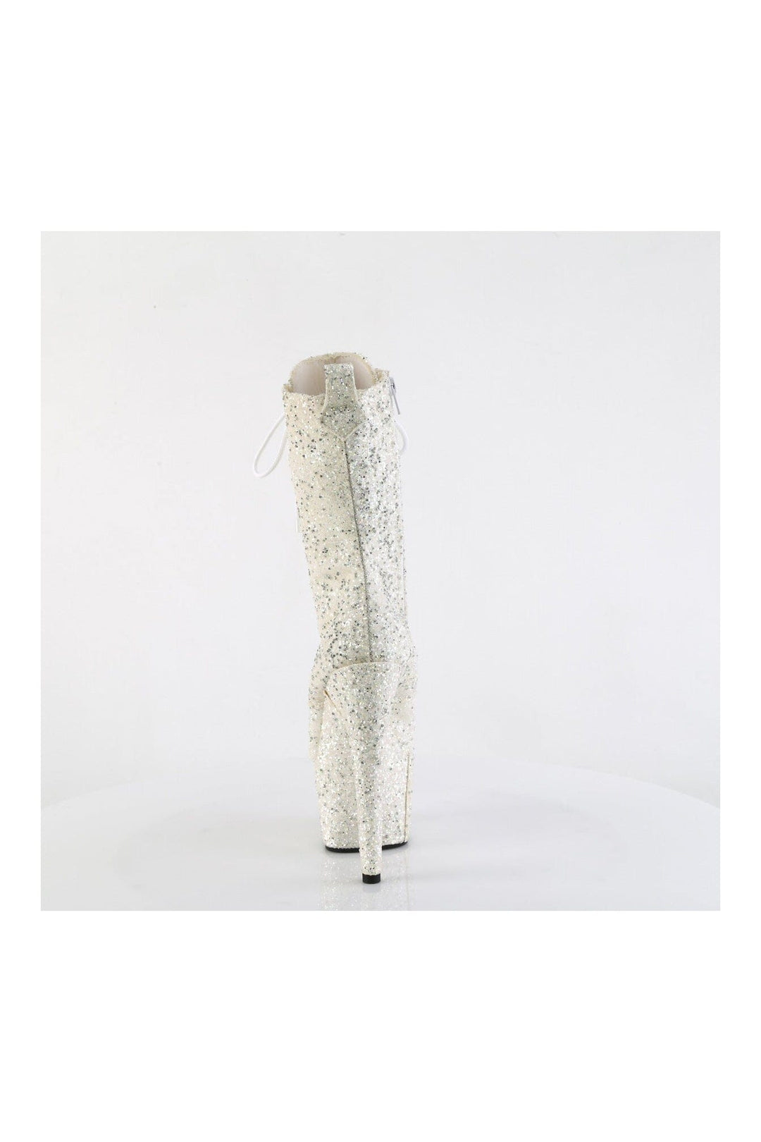 Pleaser ADORE-1040GR Ivory Glitter Ankle Boot in Ivory Glitter