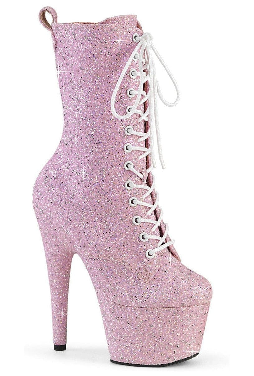 Pleaser ADORE-1040GR Pink Glitter Ankle Boot in Pink Glitter from SexyShoes.com