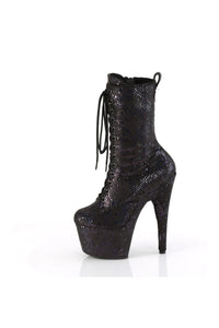 Pleaser ADORE-1040SPF Black Snake Print Ankle Boot in Black Snake Print