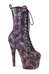 Pleaser ADORE-1040SPF Pink Snake Print Ankle Boot in Pink Snake Print from SexyShoes.com