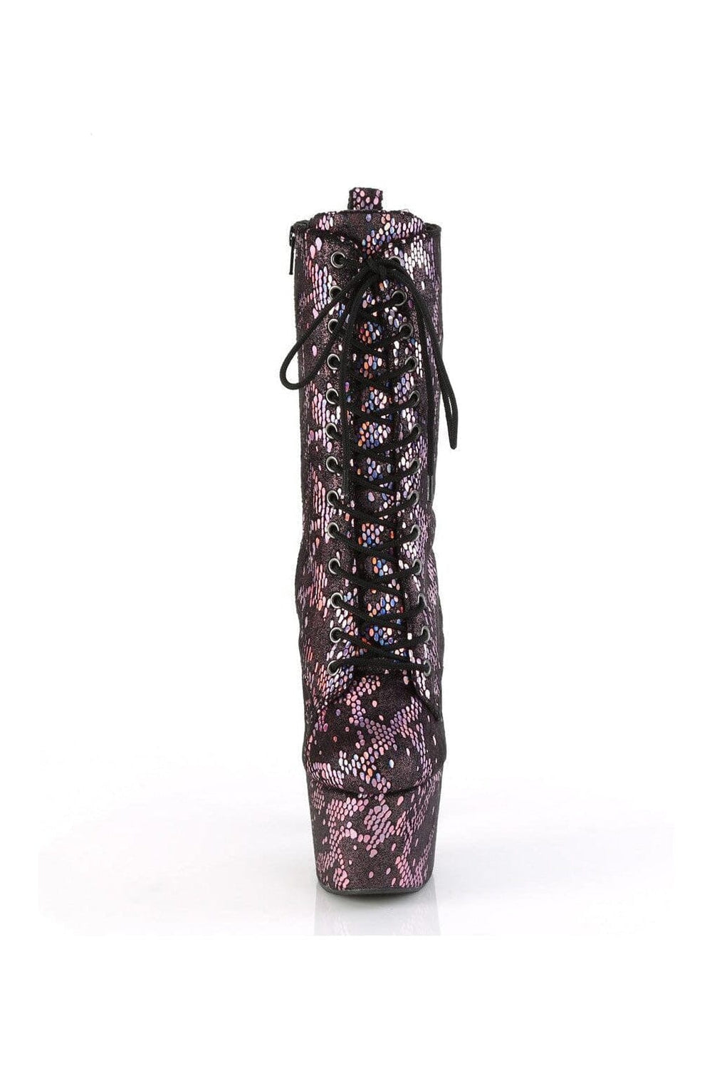 Pleaser ADORE-1040SPF Pink Snake Print Ankle Boot in Pink Snake Print