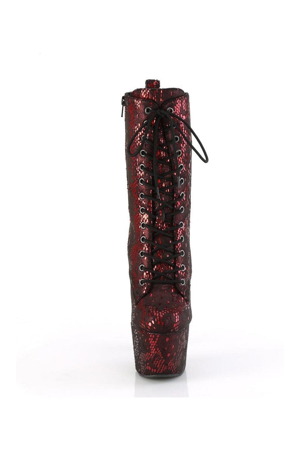 Pleaser ADORE-1040SPF Red Snake Print Ankle Boot in Red Snake Print